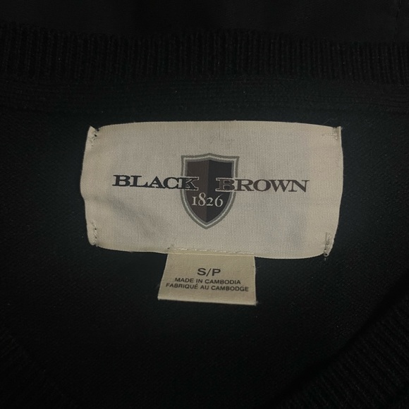 Black Brown 1826 Men’s V-Neck Sweater - Black - Picture 2 of 2